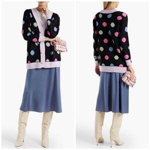 Olivia Rubin Cecily metallic polka-dot jacquard-knit cardigan XS